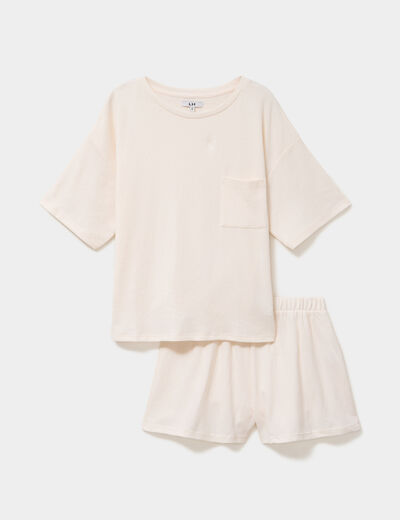 Ensemble pyjama short et t-shirt rose clair femme