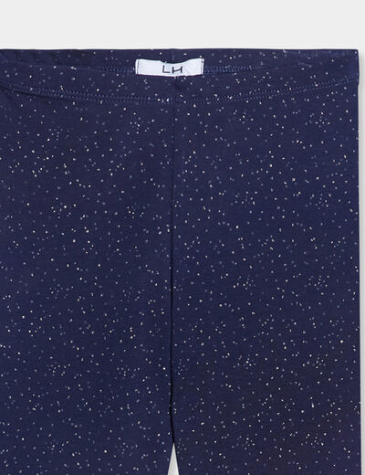 Legging long élastiqué coton bleu marine fille