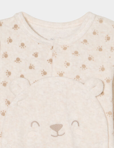 Dors-bien effet velours manches longues beige bébé