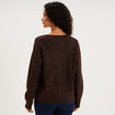 Pull droit &agrave; sequins et col en V marron fonc&eacute; femme