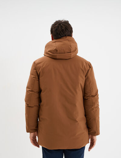 Parka mi-longue &agrave; capuche marron homme