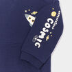 Sweat épaule boutonnée avec poche bleu marine bébé garçon
