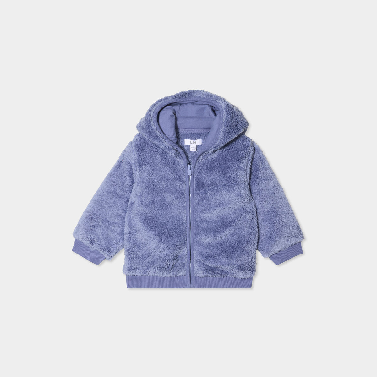Gilet zippé effet polaire à capuche bleu lavande bébé garçon