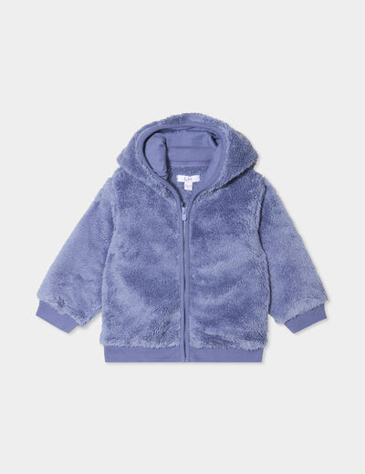 Gilet zippé effet polaire à capuche bleu lavande bébé garçon