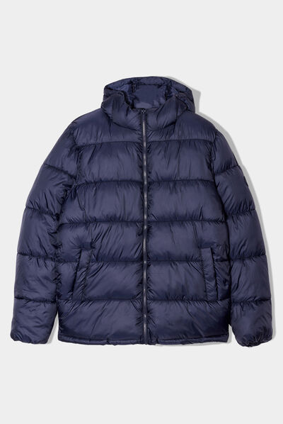 Doudoune zippée à capuche bleu marine homme