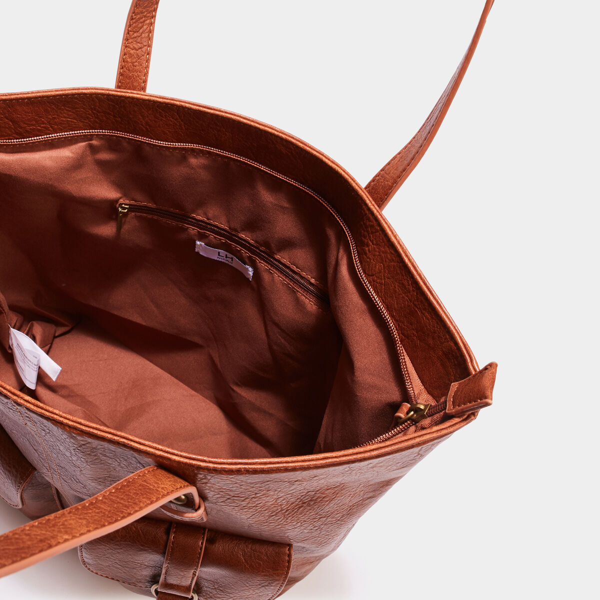 Sac cabas porté-épaule marron cognac femme