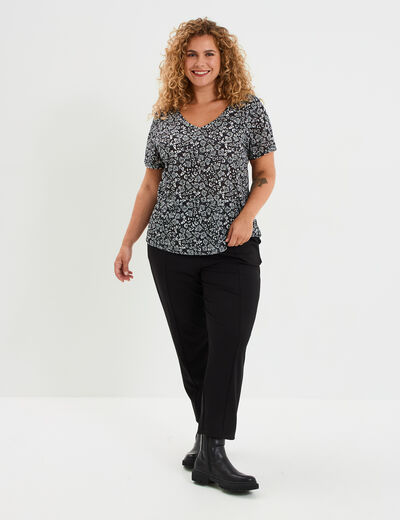 T-shirt manches courtes noir femme grande taille