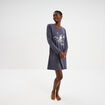 Chemise de nuit manches longues coton bleu gris femme