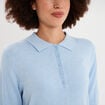 Pull col polo manches courtes bleu femme