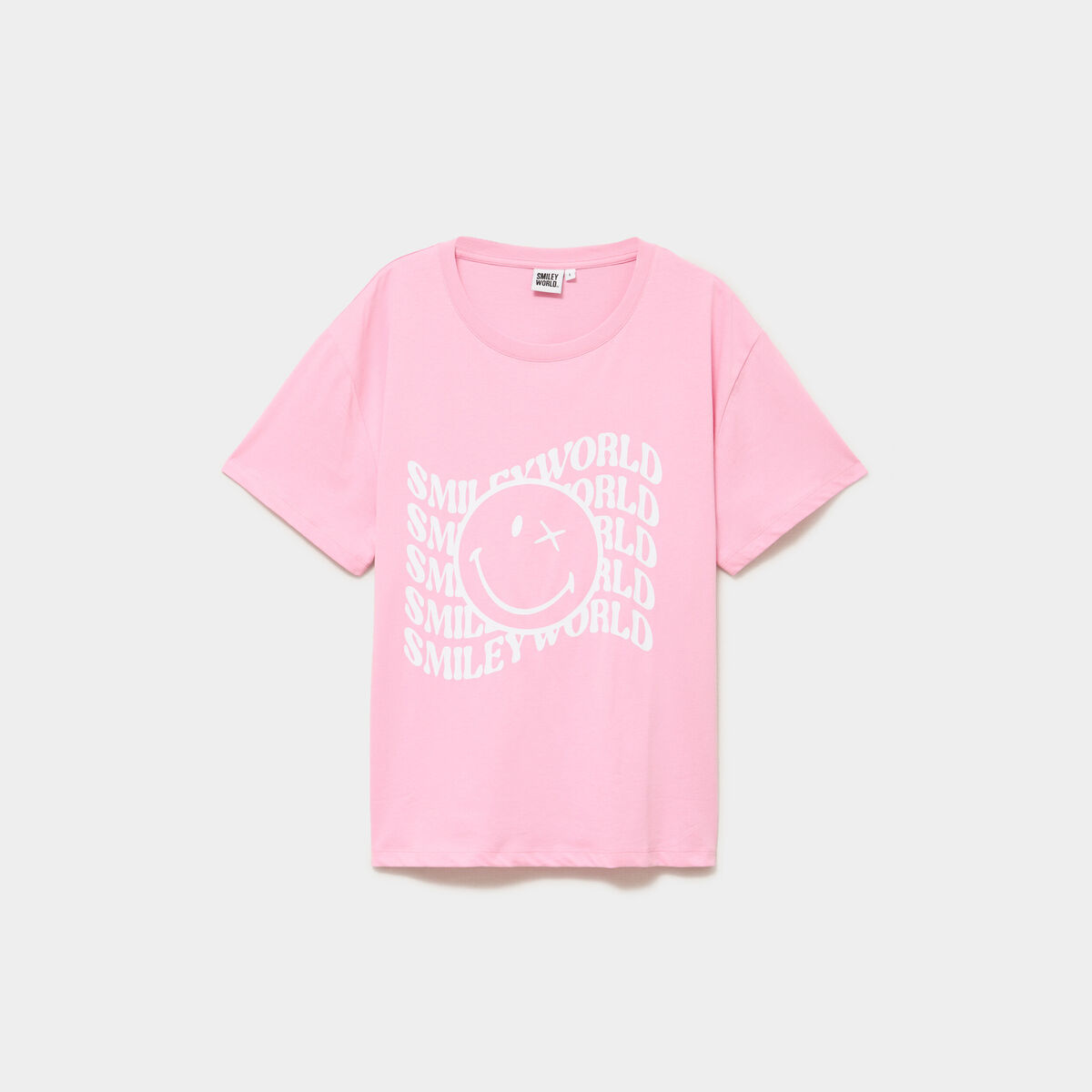 T-shirt manches courtes Smiley World rose pastel femme