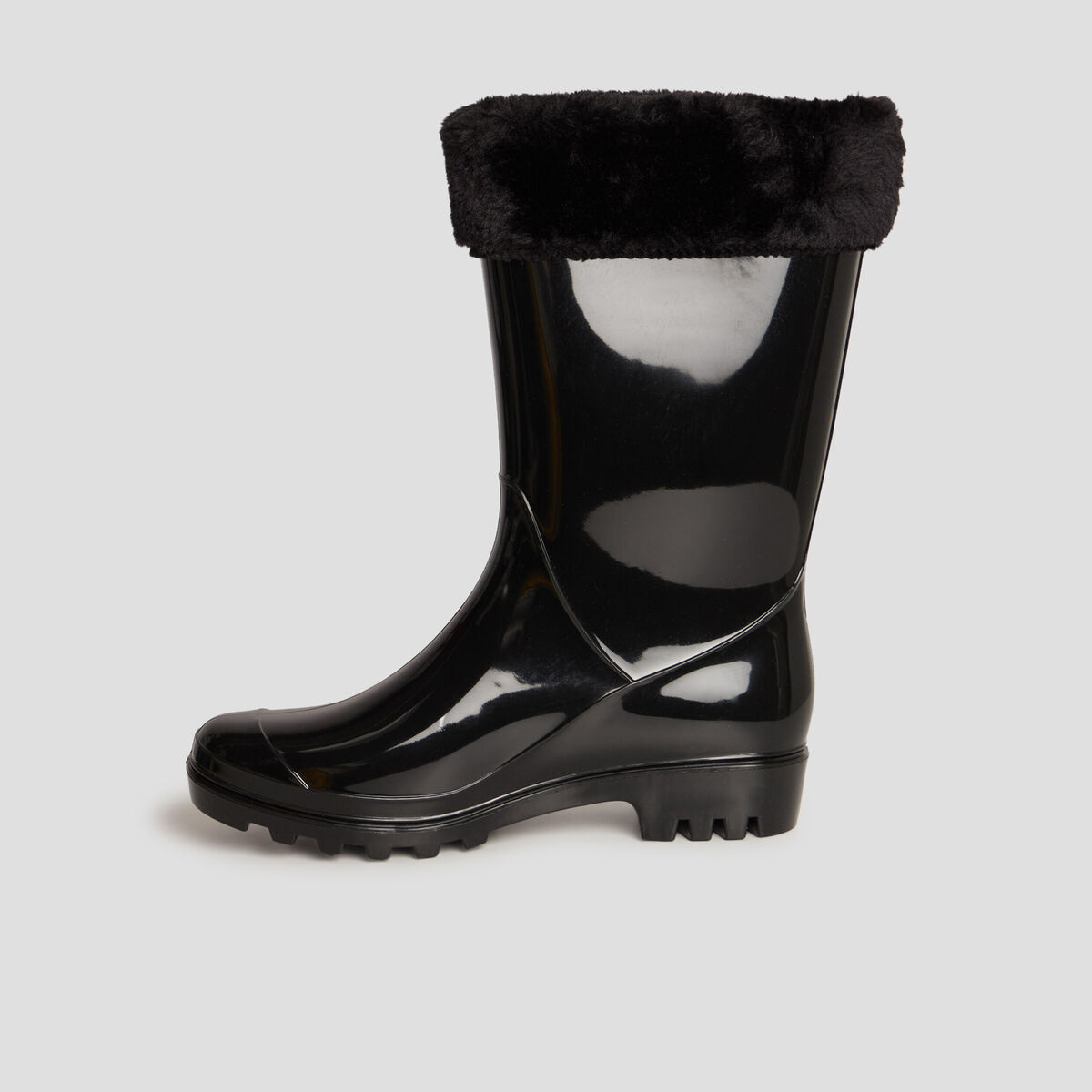 Bottes de pluie fourrées noir femme
