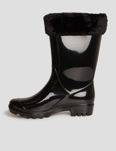 Bottes de pluie fourrées noir femme