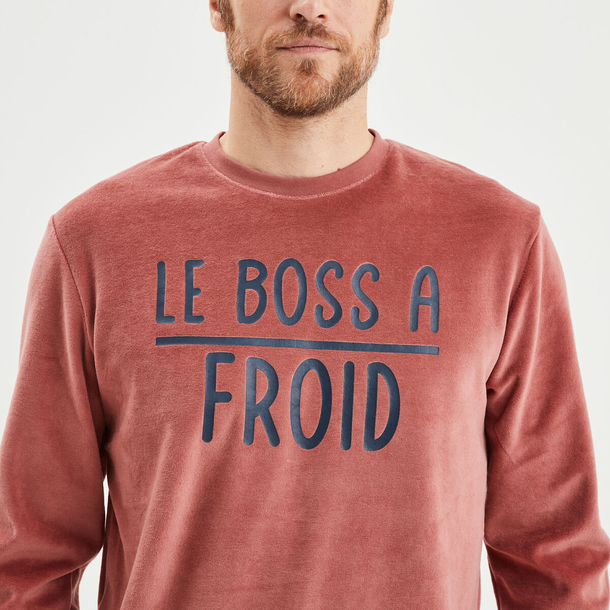 Ensemble pyjama pantalon effet velours rouge homme