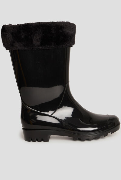 Bottes de pluie fourrées noir femme