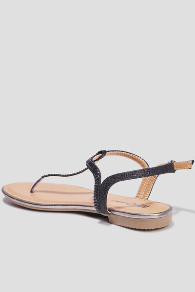 Sandales entredoigts bijoux Mosquitos noir femme