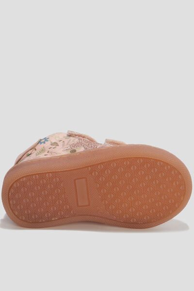 Baskets montantes à scratchs en cuir multicolore bébé fille