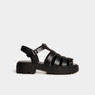 Sandales semelles crant&eacute;es noir femme