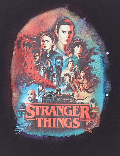 T-shirt col rond Stranger Things gris foncé garçon