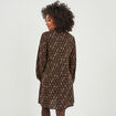 Robe évasée col lacet manches longues noir femme