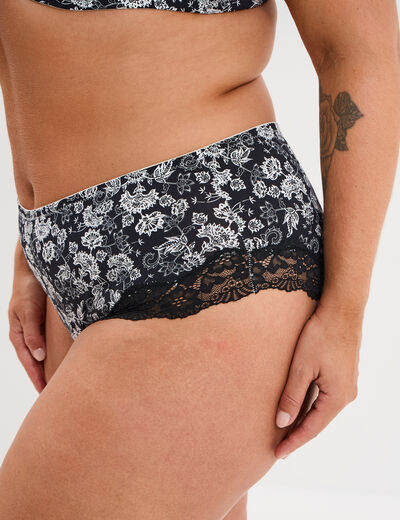 Shorty microfibre empi&egrave;cements dentelle noir femme grande taille