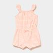 Combishort &agrave; bretelles et volants orange fluo b&eacute;b&eacute; fille