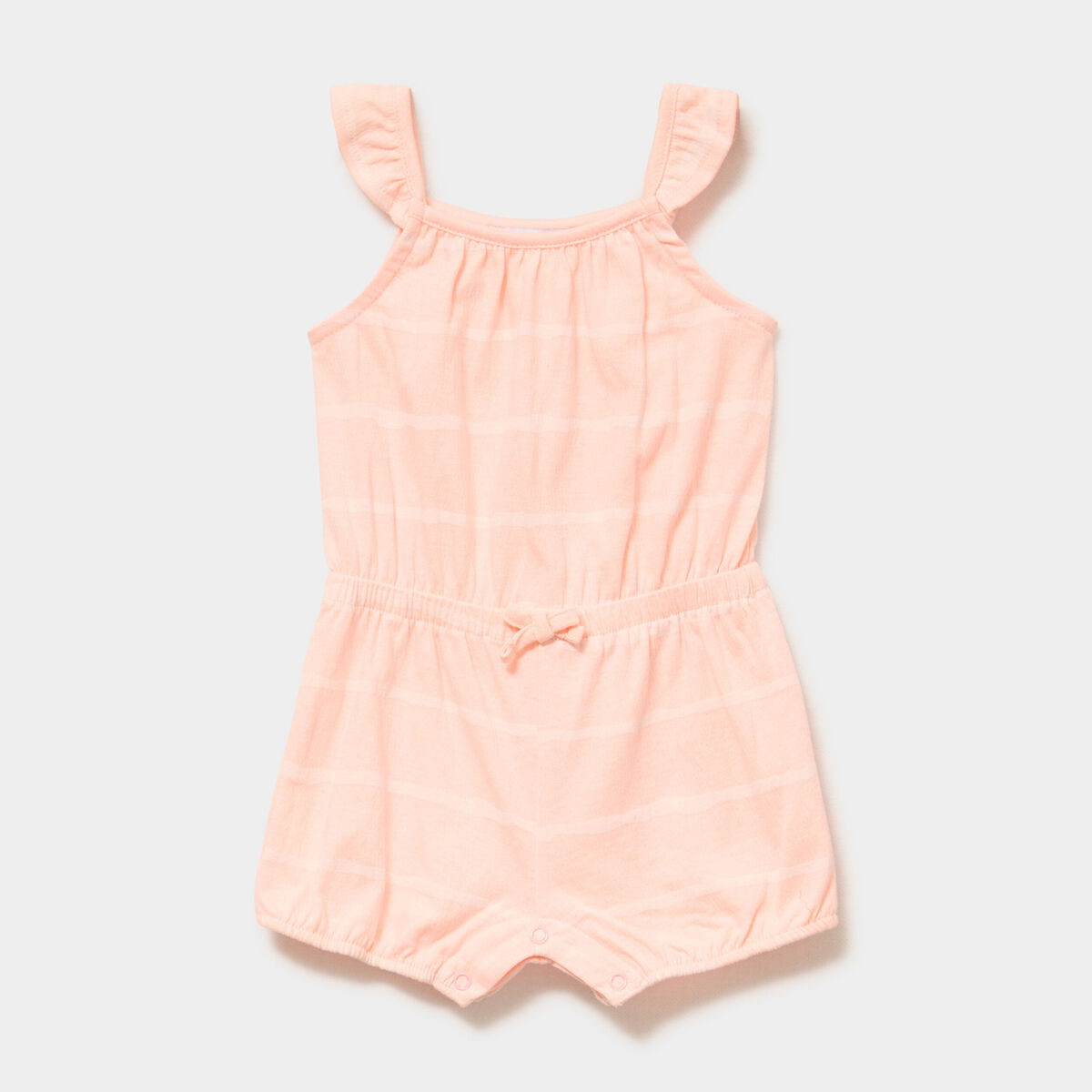 Combishort &agrave; bretelles et volants orange fluo b&eacute;b&eacute; fille