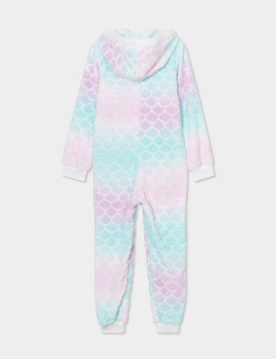 Combinaison pyjama effet polaire violet fille