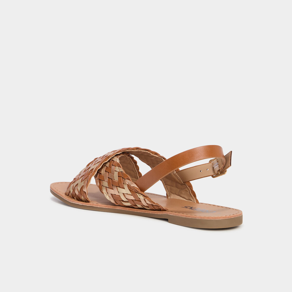 Sandales brides tress&eacute;es crois&eacute;es multicolore femme