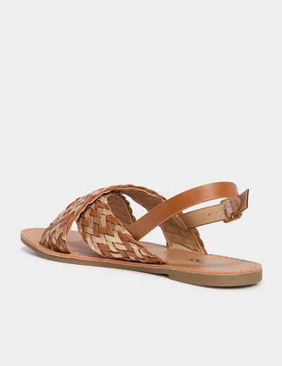 Sandales brides tressées croisées multicolore femme