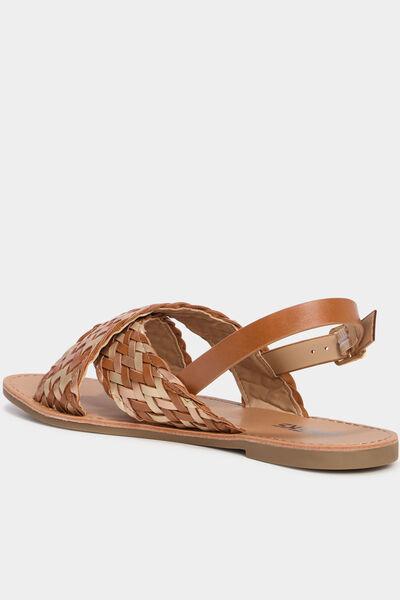 Sandales brides tress&eacute;es crois&eacute;es multicolore femme