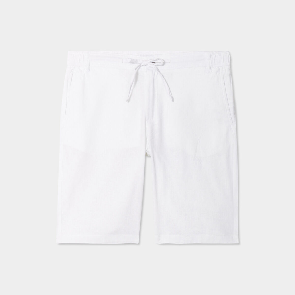 Bermuda chino à coulisse lin mélangé blanc homme