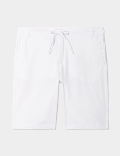 Bermuda chino à coulisse lin mélangé blanc homme