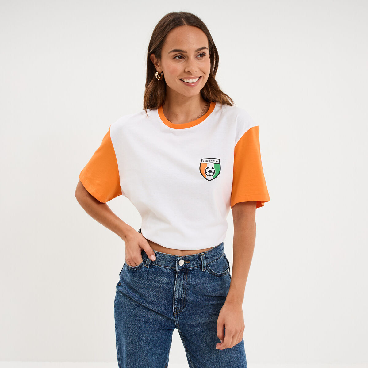 T-shirt maillot football C&ocirc;te d'Ivoire blanc mixte