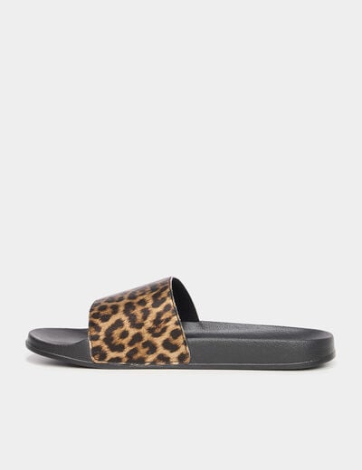 Mules de plage noir femme