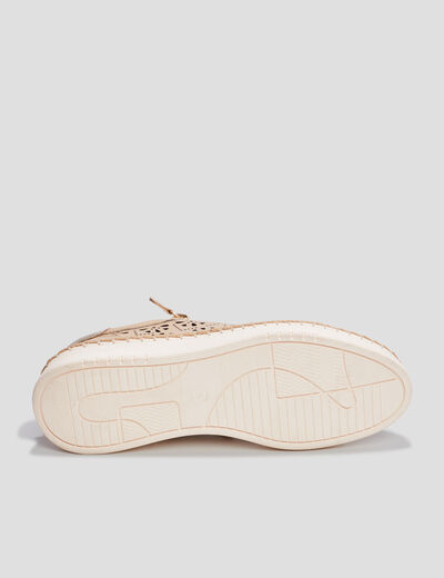 Derbies zippées en cuir pied large sable femme