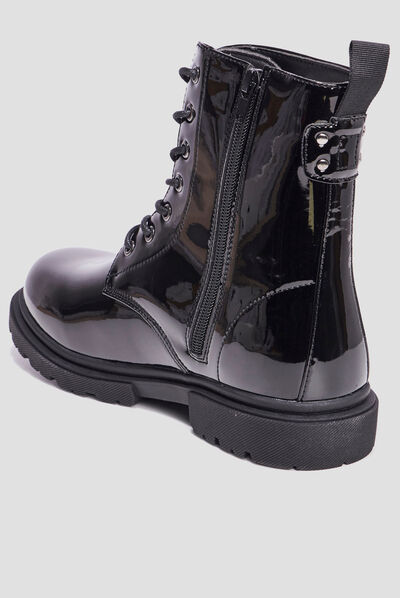 Bottines zippées à lacets noir femme