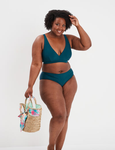 Haut de maillot de bain triangle bleu canard femme grande taille