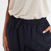 Pantalon droit 7/8&egrave;me lin m&eacute;lang&eacute; bleu fonc&eacute; femme