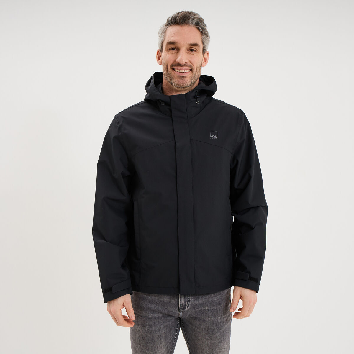 Blouson coupe-vent imperm&eacute;able &agrave; capuche noir homme