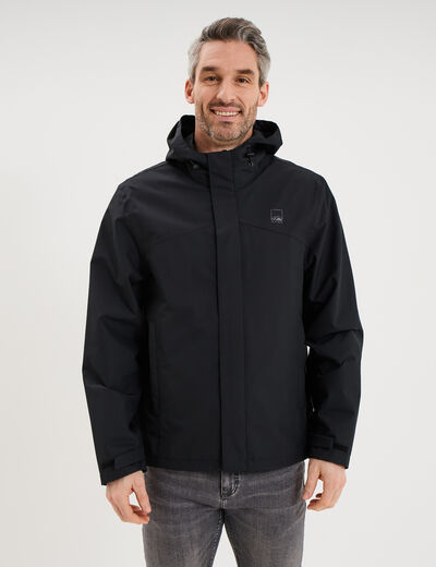 Blouson coupe-vent imperm&eacute;able &agrave; capuche noir homme