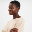 Pull col rond manches longues beige femme