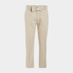 Pantalon chino ceinturé 7/8ème beige femme
