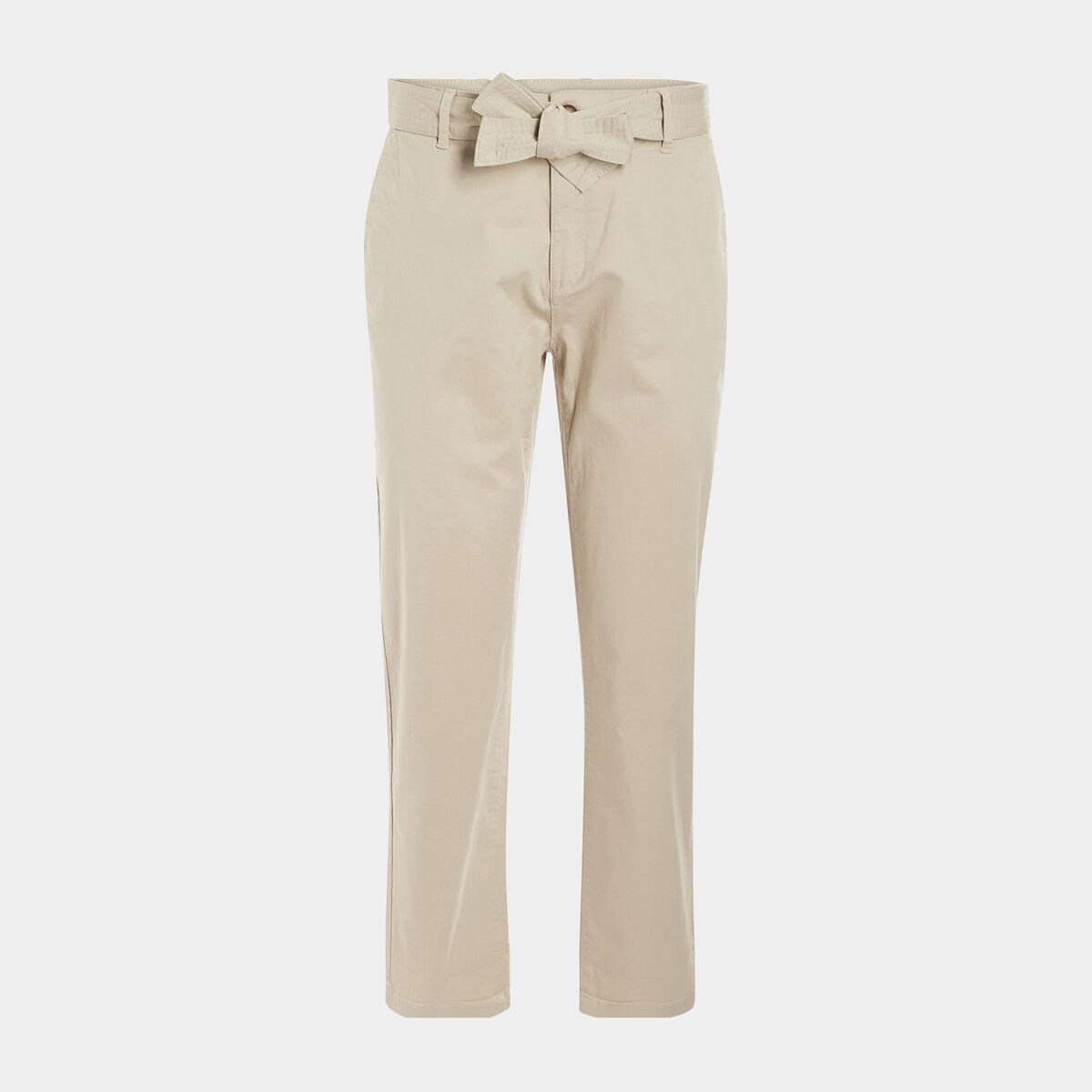 Pantalon chino ceinturé 7/8ème beige femme
