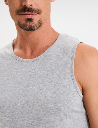 Débardeur col rond bretelles larges gris homme