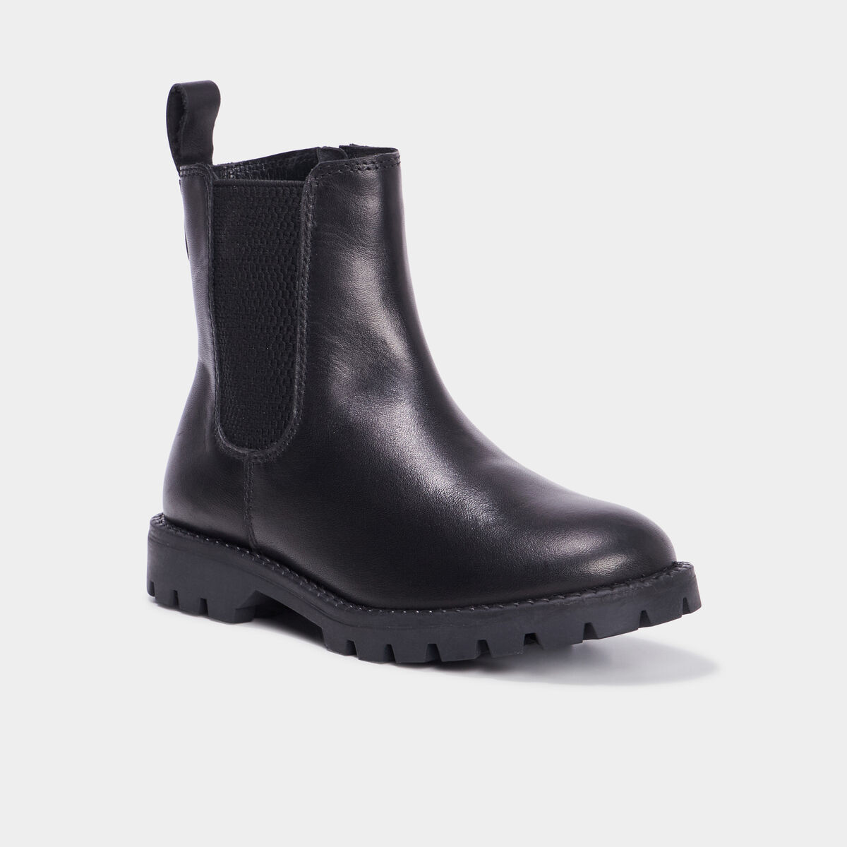 Bottines chelsea en cuir noir fille