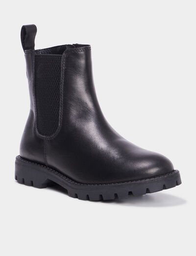 Bottines chelsea en cuir noir fille