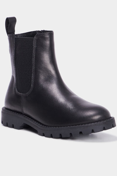 Bottines chelsea en cuir noir fille