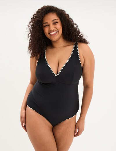 Maillot de bain foulard une pi&egrave;ce noir femme grande taille