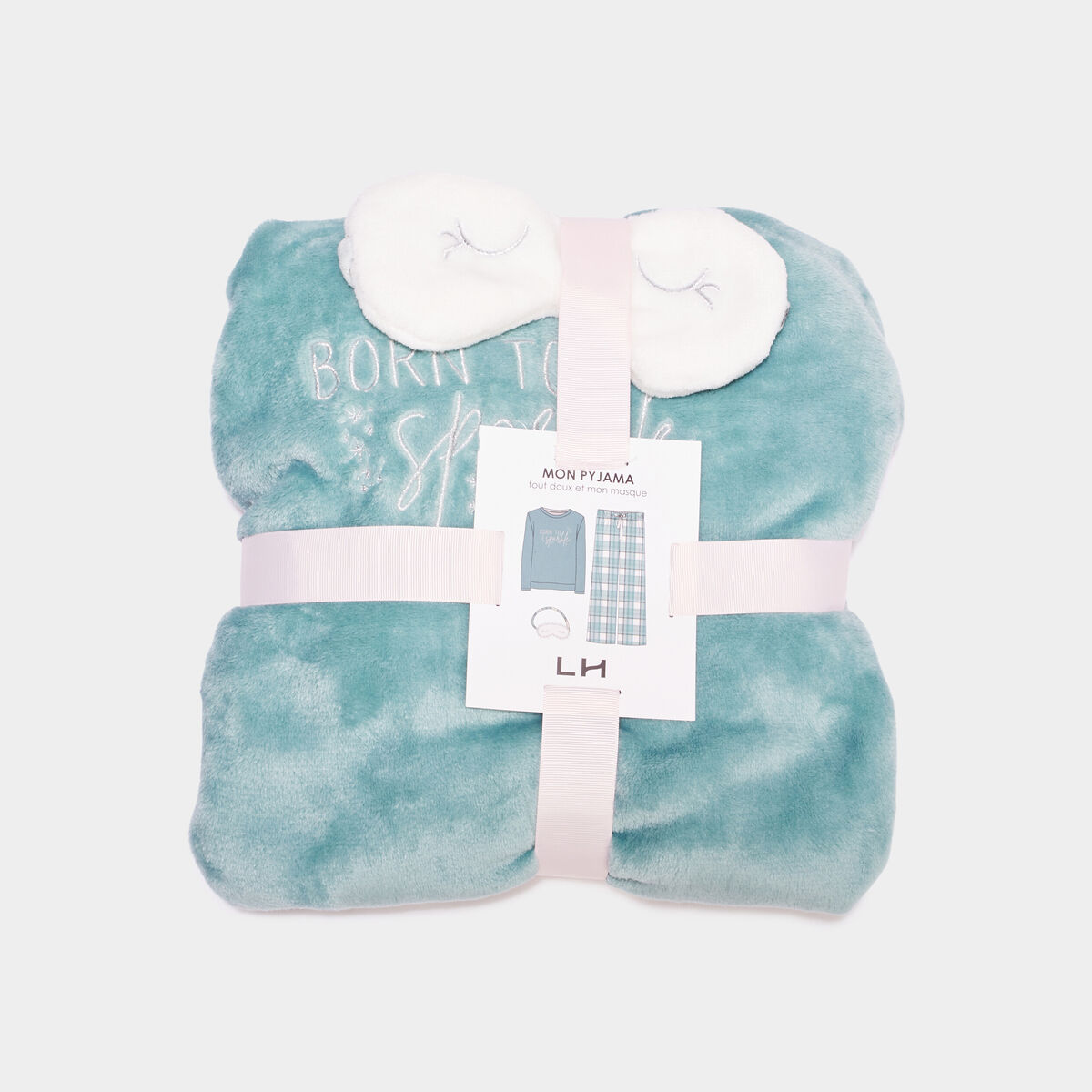 Ensemble pyjama effet polaire 3 pi&egrave;ces vert femme