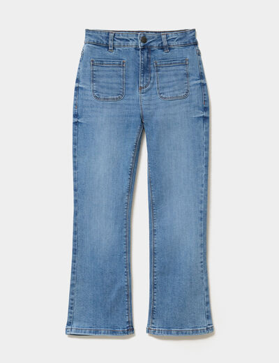 Jean flare poches plaqu&eacute;es denim double stone fille